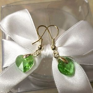 S925 Gold Tone Heart Swarovski Crystal Element Earrings